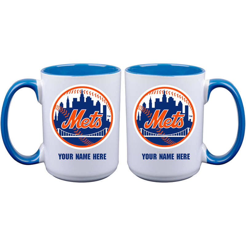 15oz Inner Color Personalized Ceramic Mug | New York Mets 2790PER, CurrentProduct, Drinkware_category_All, MLB, New York Mets, NYM, Personalized_Personalized  $27.99