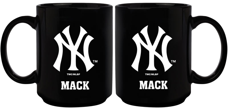 15oz Black Personalized Ceramic Mug | New York Yankees CurrentProduct, Drinkware_category_All, Engraved, MLB, New York Yankees, NYY, Personalized_Personalized 194207502310 $21.86