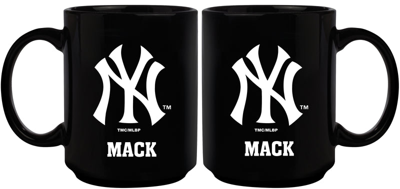 15oz Black Personalized Ceramic Mug | New York Yankees CurrentProduct, Drinkware_category_All, Engraved, MLB, New York Yankees, NYY, Personalized_Personalized 194207502310 $21.86
