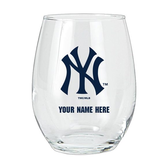 15oz Personalized Stemless Glass | New York Yankees