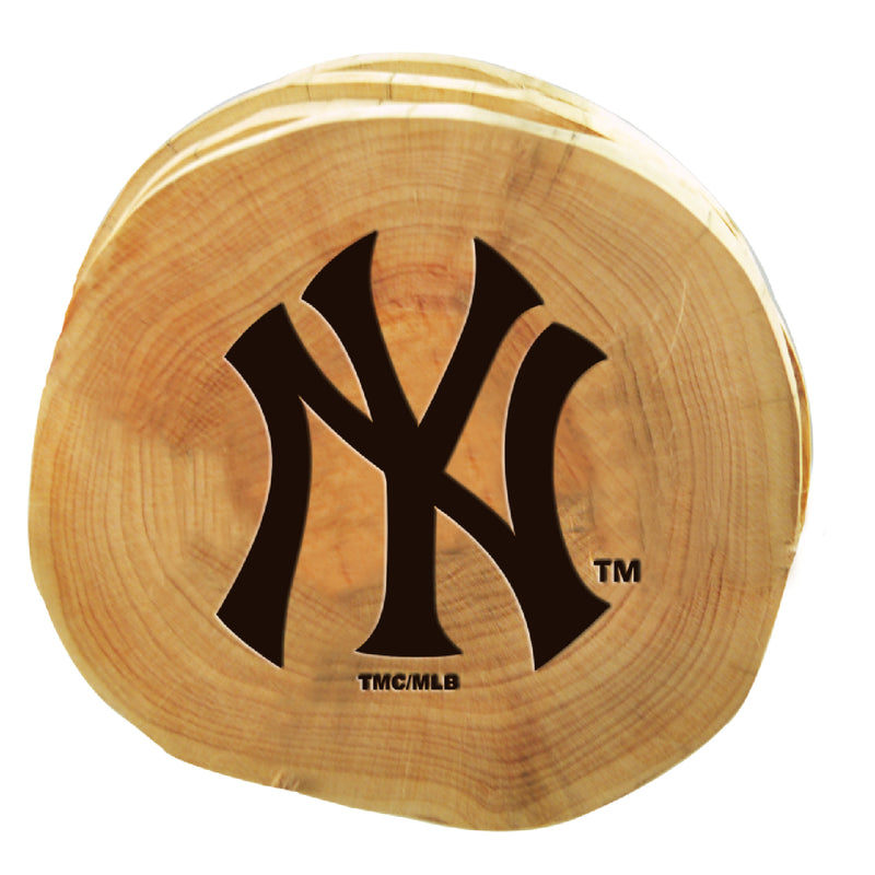 4pk Wood Cut Coaster | New York Yankees