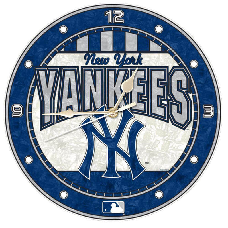 12 Inch Art Glass Clock | New York Yankees CurrentProduct, Home & Office_category_All, MLB, New York Yankees, NYY 687746446202 $38.49