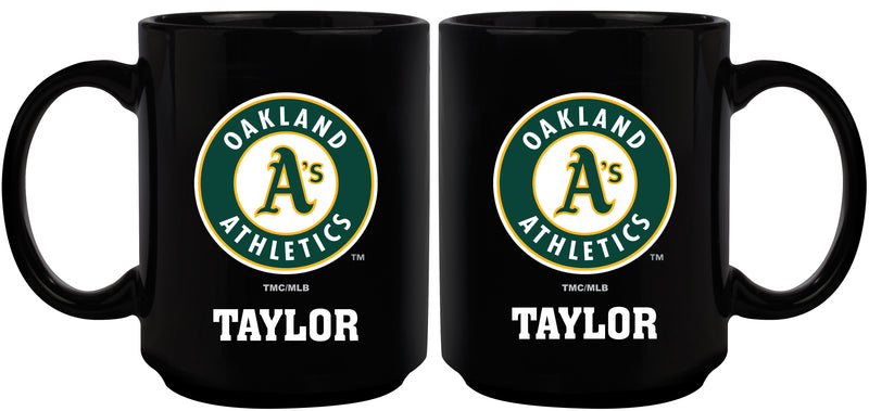 15oz Black Personalized Ceramic Mug | Oakland Athletics CurrentProduct, Drinkware_category_All, Engraved, MLB, Oakland Athletics, OAT, Personalized_Personalized 194207502327 $21.86