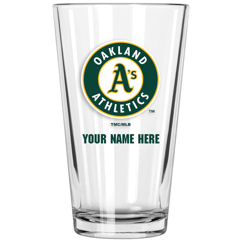 17oz Personalized Pint Glass | Oakland Athletics