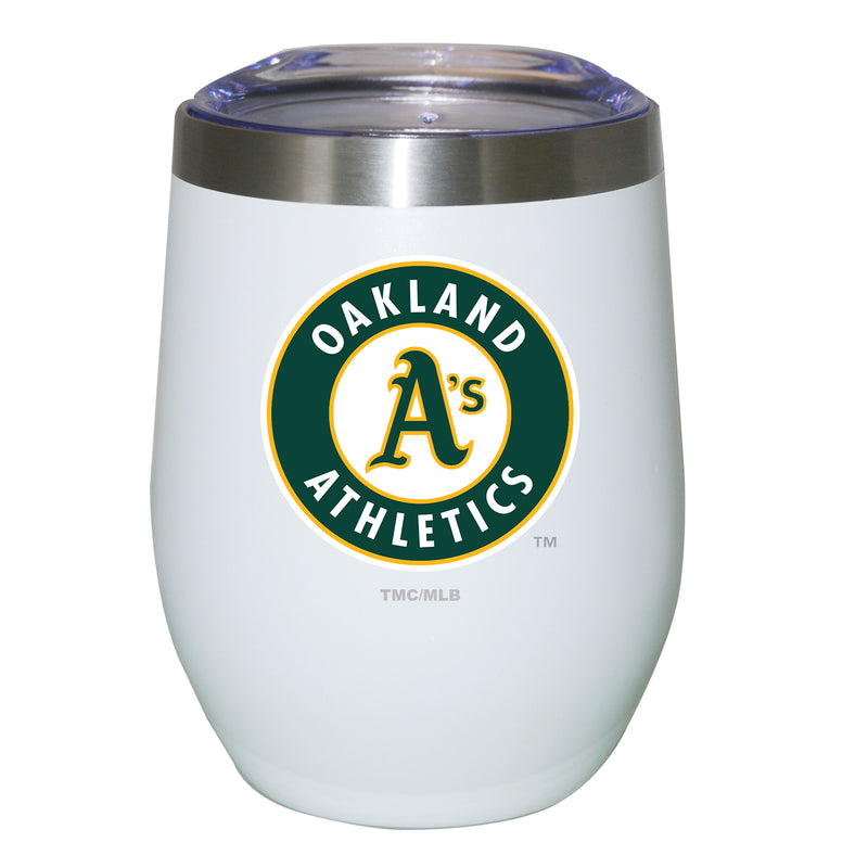 12oz White Stainless Steel Stemless Tumbler | Oakland Athletics CurrentProduct, Drinkware_category_All, MLB, Oakland Athletics, OAT 194207625149 $27.49