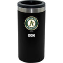 12oz Personalized Black Stainless Steel Slim Can Holder | Oakland Athletics