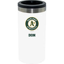 12oz Personalized White Stainless Steel Slim Can Holder | Oakland Athletics