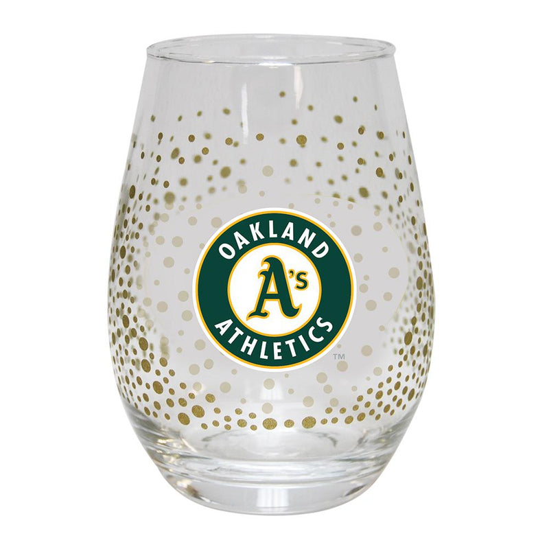 15oz Glitter Stemless Wine Glass | Oakland Athletics MLB, Oakland Athletics, OAT, OldProduct 888966965423 $14