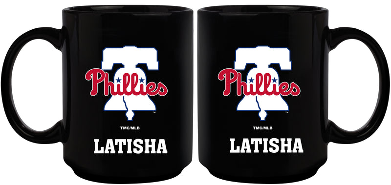 15oz Black Personalized Ceramic Mug | Philadelphia Phillies CurrentProduct, Drinkware_category_All, Engraved, MLB, Personalized_Personalized, Philadelphia Phillies, PPH 194207502334 $21.86