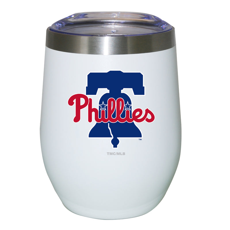 12oz White Stainless Steel Stemless Tumbler | Philadelphia Phillies CurrentProduct, Drinkware_category_All, MLB, Philadelphia Phillies, PPH 194207625156 $27.49
