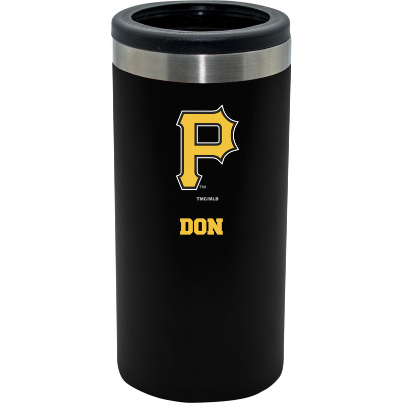 12oz Personalized Black Stainless Steel Slim Can Holder | Pittsburgh Pirates