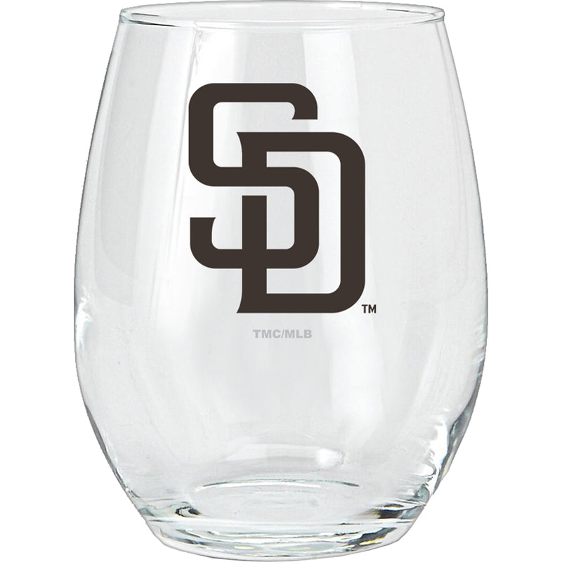 15oz Stemless Glass Tumbler | San Diego Padres