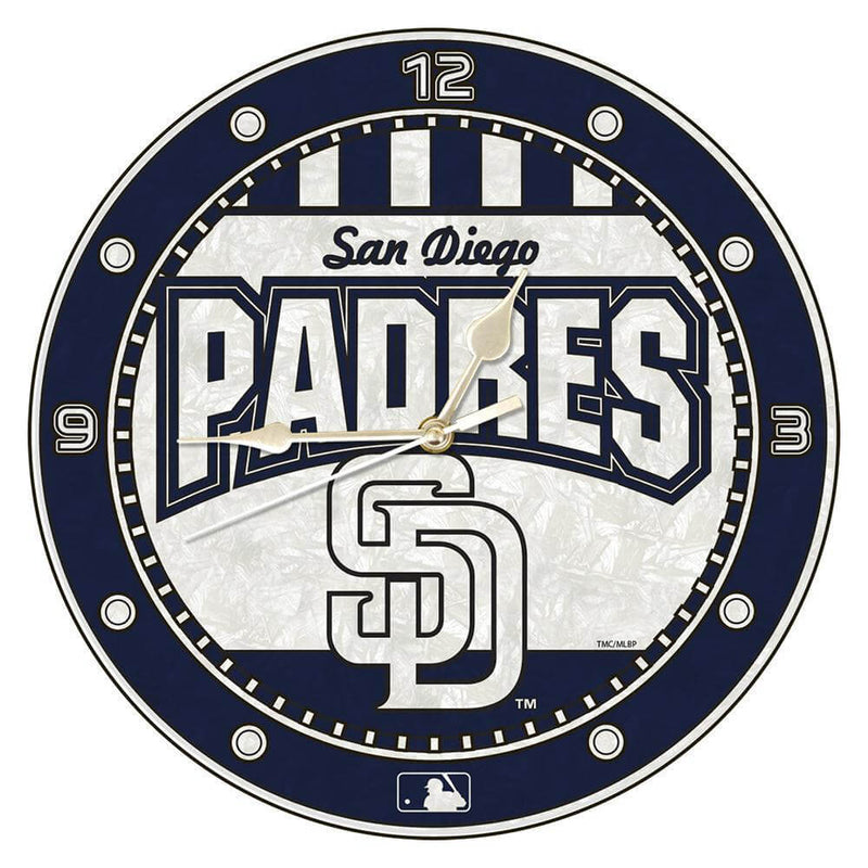 12 Inch Art Glass Clock | San Diego Padres CurrentProduct, Home & Office_category_All, MLB, San Diego Padres, SDP 687746446240 $38.49