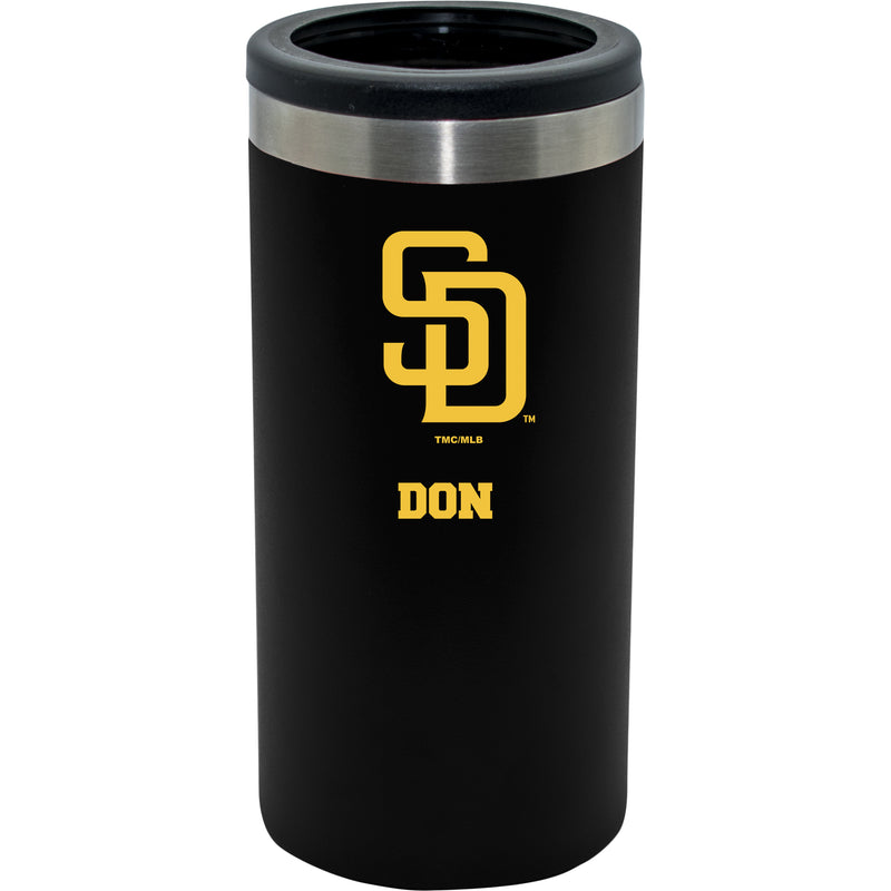 12oz Personalized Black Stainless Steel Slim Can Holder | San Diego Padres