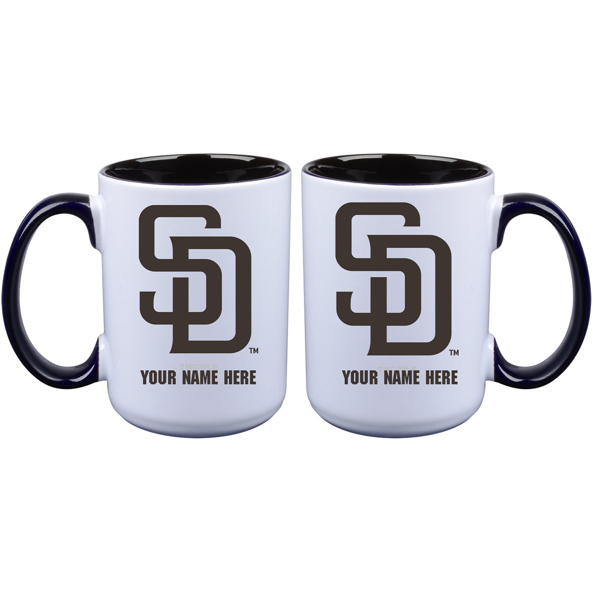 15oz Inner Color Personalized Ceramic Mug | San Diego Padres 2790PER, CurrentProduct, Drinkware_category_All, MLB, Personalized_Personalized, San Diego Padres, SDP  $27.99