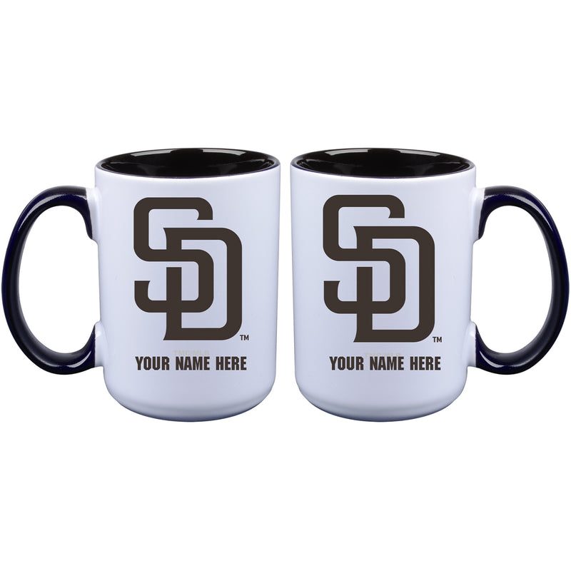 15oz Inner Color Personalized Ceramic Mug | San Diego Padres 2790PER, CurrentProduct, Drinkware_category_All, MLB, Personalized_Personalized, San Diego Padres, SDP  $27.99