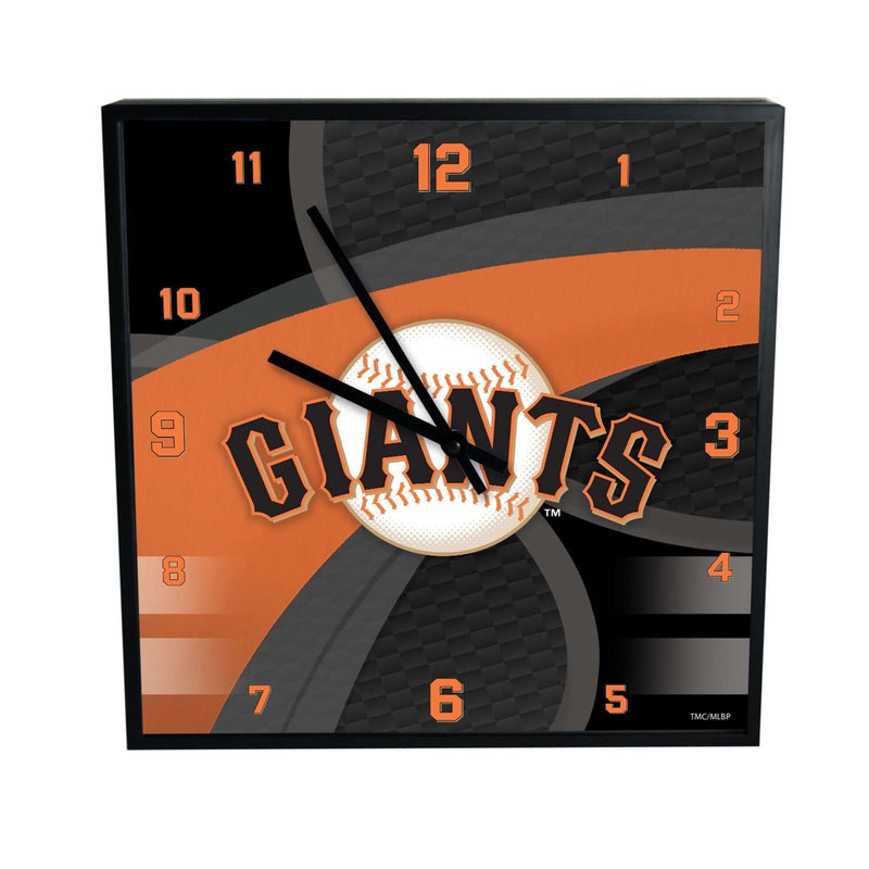 12 Inch Square Carbon Fiber Clock | San Francisco Giants MLB, OldProduct, San Francisco Giants, SFG 687746320601 $25