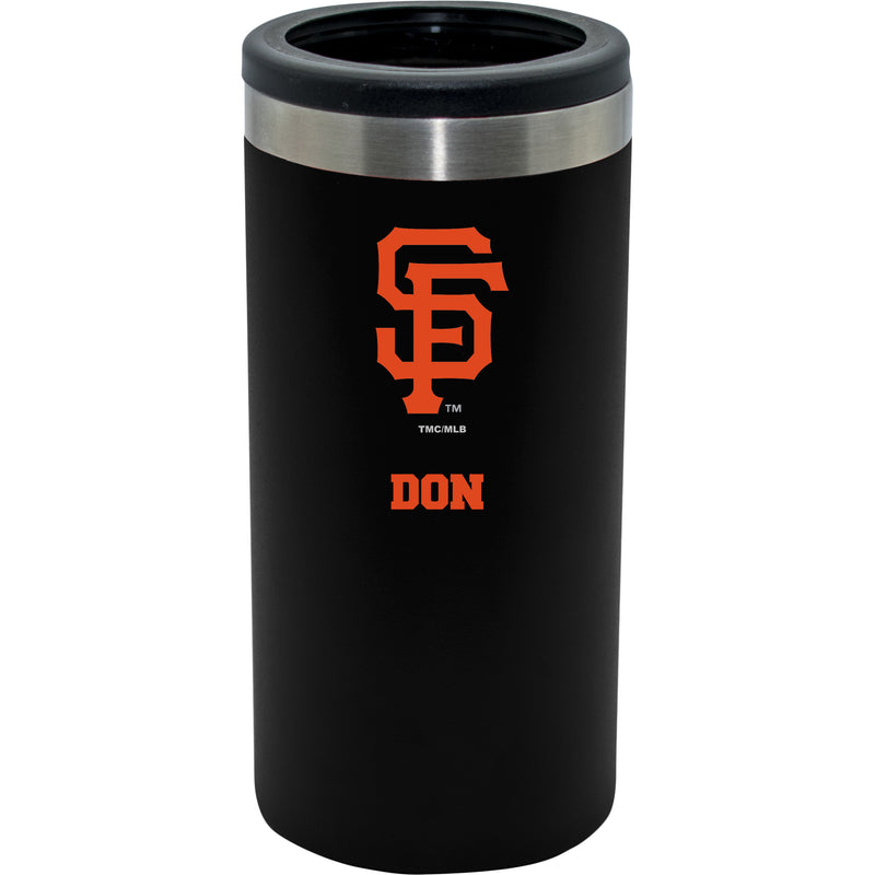 12oz Personalized Black Stainless Steel Slim Can Holder | San Francisco Giants