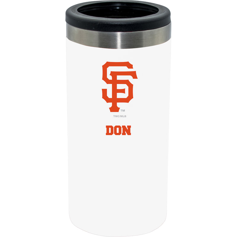 12oz Personalized White Stainless Steel Slim Can Holder | San Francisco Giants