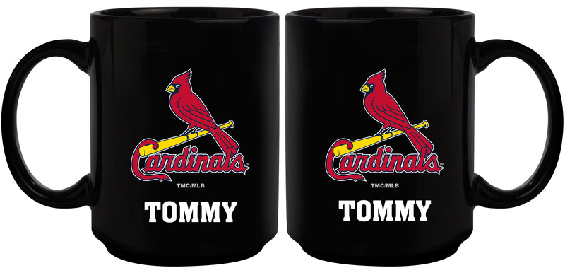 15oz Black Personalized Ceramic Mug | St. Louis Cardinals CurrentProduct, Drinkware_category_All, Engraved, MLB, Personalized_Personalized, SLC, St Louis Cardinals 194207502372 $21.86