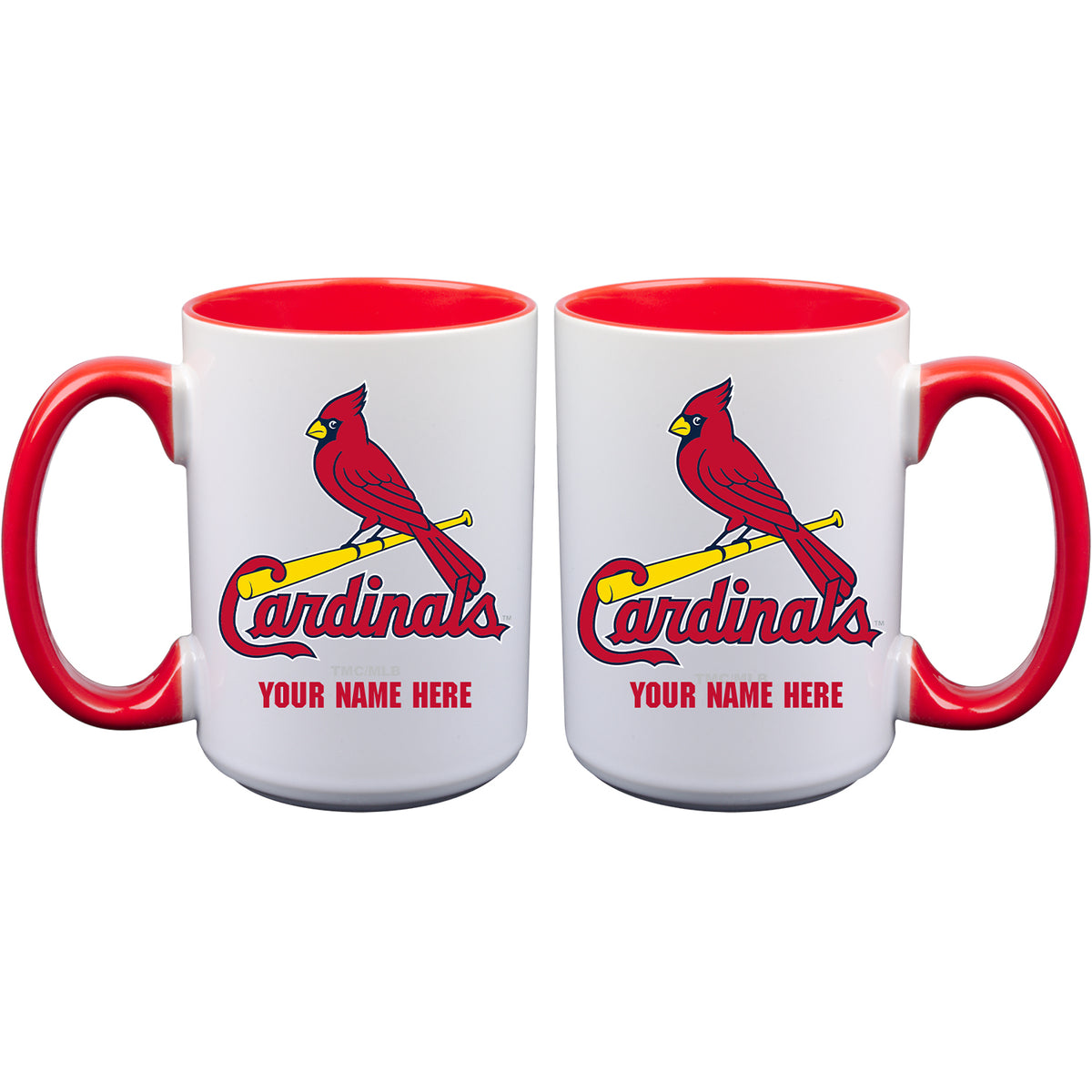 15oz Inner Color Personalized Ceramic Mug | St Louis Cardinals 2790PER, CurrentProduct, Drinkware_category_All, MLB, Personalized_Personalized, SLC, St Louis Cardinals  $27.99