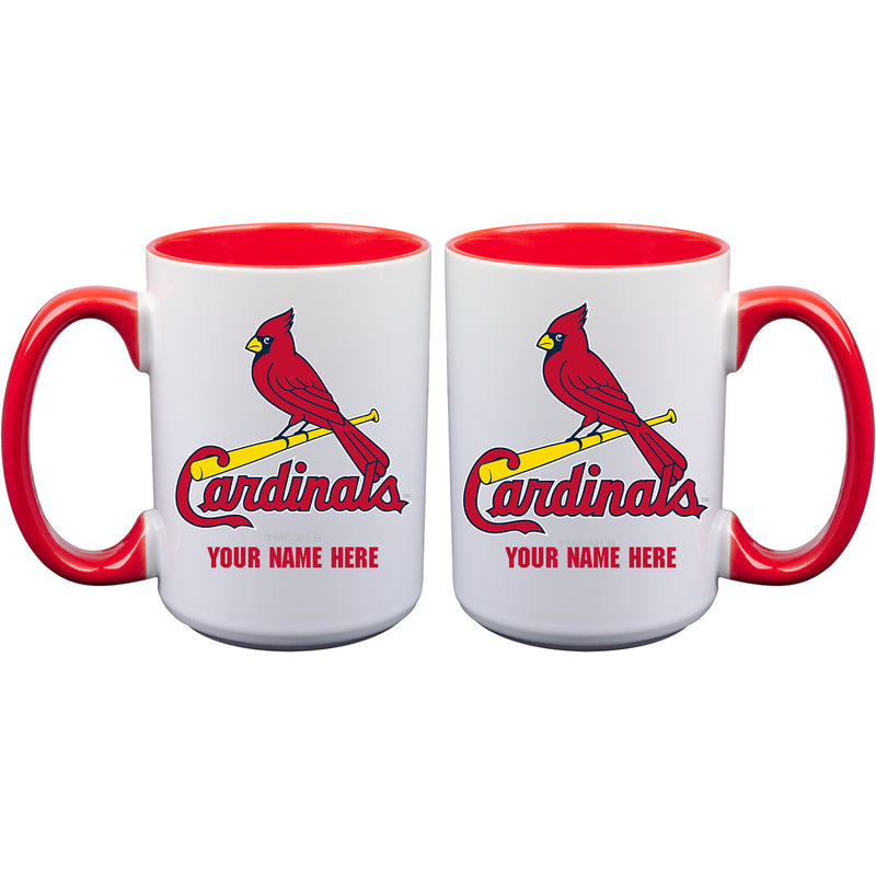 15oz Inner Color Personalized Ceramic Mug | St Louis Cardinals 2790PER, CurrentProduct, Drinkware_category_All, MLB, Personalized_Personalized, SLC, St Louis Cardinals  $27.99