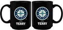 15oz Black Personalized Ceramic Mug  | Seattle Mariners CurrentProduct, Drinkware_category_All, Engraved, MLB, Personalized_Personalized, Seattle Mariners, SMA 194207502389 $21.86