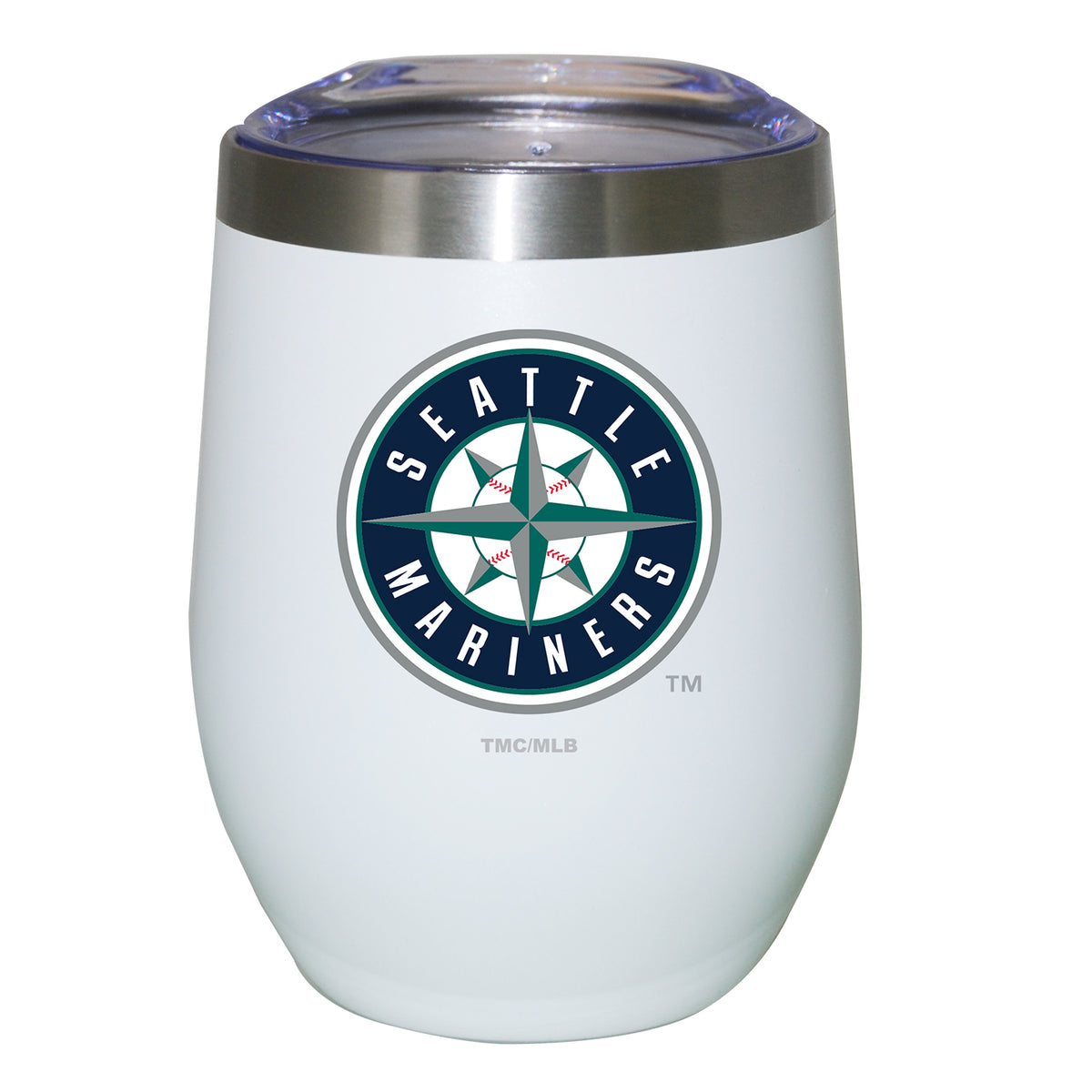 12oz White Stainless Steel Stemless Tumbler | Seattle Mariners CurrentProduct, Drinkware_category_All, MLB, Seattle Mariners, SMA 194207625200 $27.49