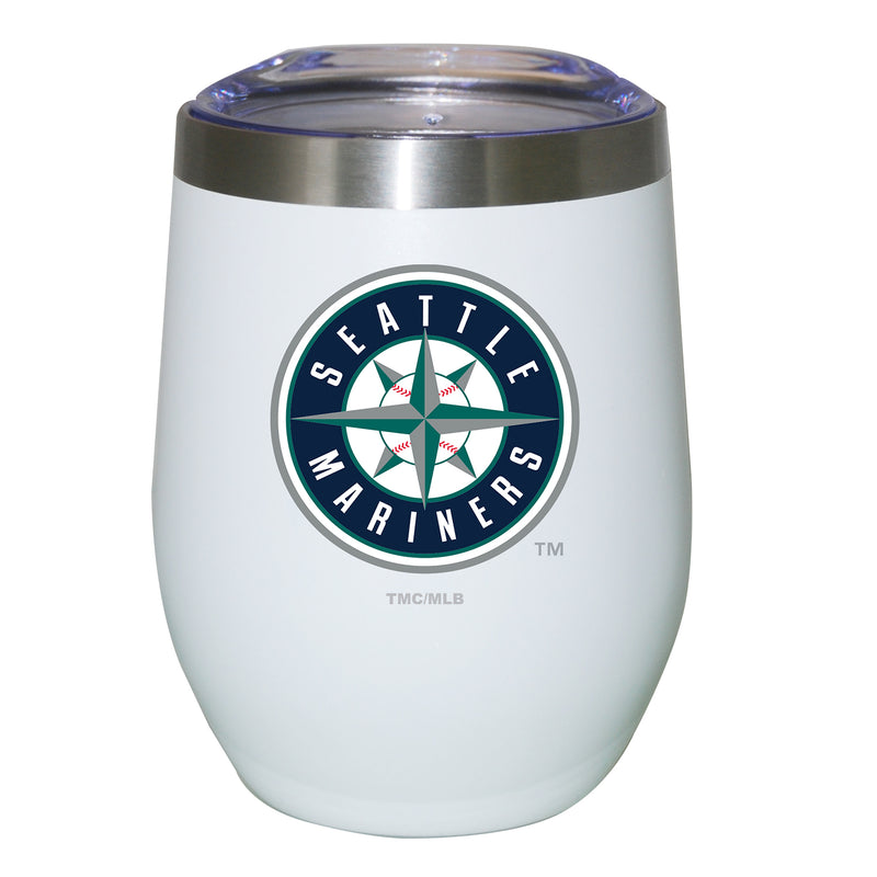 12oz White Stainless Steel Stemless Tumbler | Seattle Mariners CurrentProduct, Drinkware_category_All, MLB, Seattle Mariners, SMA 194207625200 $27.49