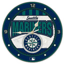12 Inch Art Glass Clock | Seattle Mariners CurrentProduct, Home & Office_category_All, MLB, Seattle Mariners, SMA 687746446271 $38.49