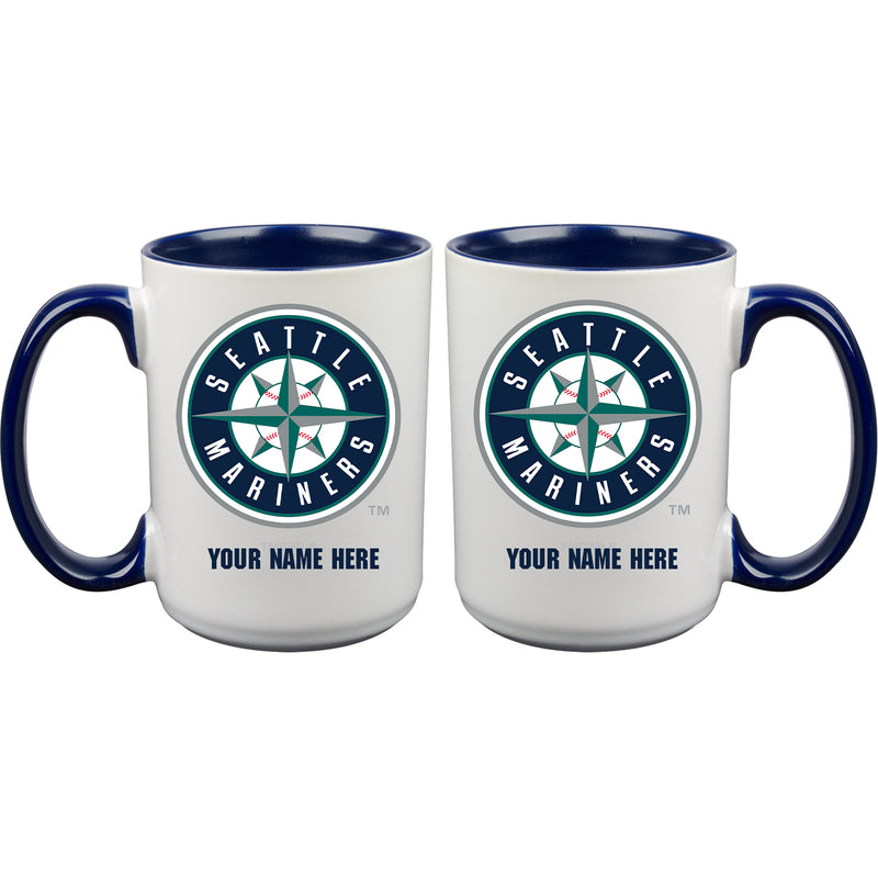 15oz Inner Color Personalized Ceramic Mug | Seattle Mariners 2790PER, CurrentProduct, Drinkware_category_All, MLB, Personalized_Personalized, Seattle Mariners, SMA  $27.99