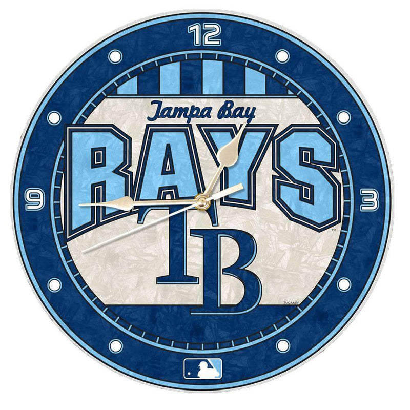 12 Inch Art Glass Clock | Tampa Bay Devils CurrentProduct, Home & Office_category_All, MLB, Tampa Bay Rays, TBD 687746446288 $38.49
