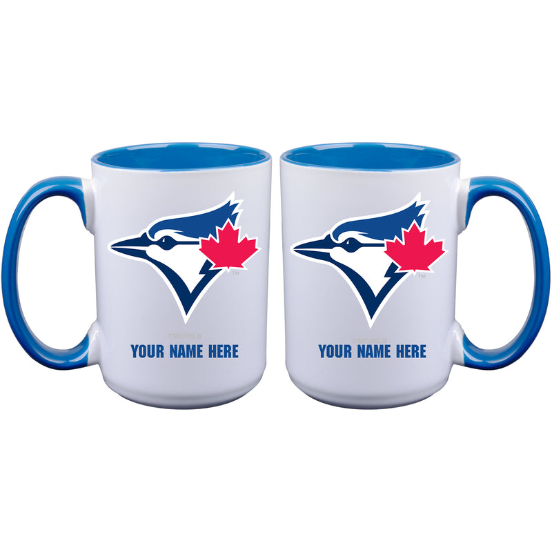 15oz Inner Color Personalized Ceramic Mug | Toronto Blue Jays 2790PER, CurrentProduct, Drinkware_category_All, MLB, Personalized_Personalized, TBJ, Toronto Blue Jays  $27.99