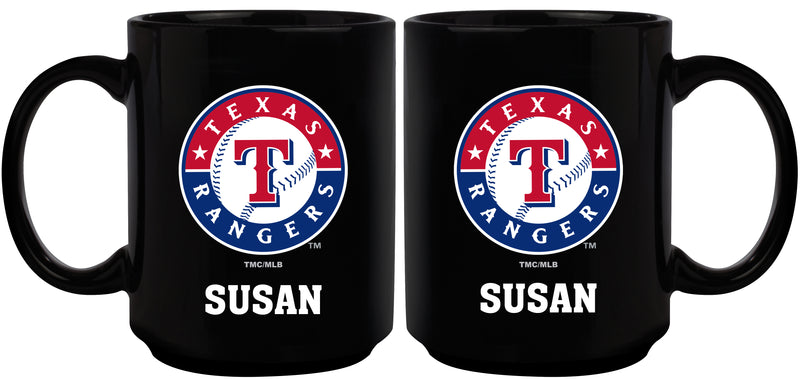 15oz Black Personalized Ceramic Mug | Texas Rangers CurrentProduct, Drinkware_category_All, Engraved, MLB, Personalized_Personalized, Texas Rangers, TRA 194207502419 $21.86