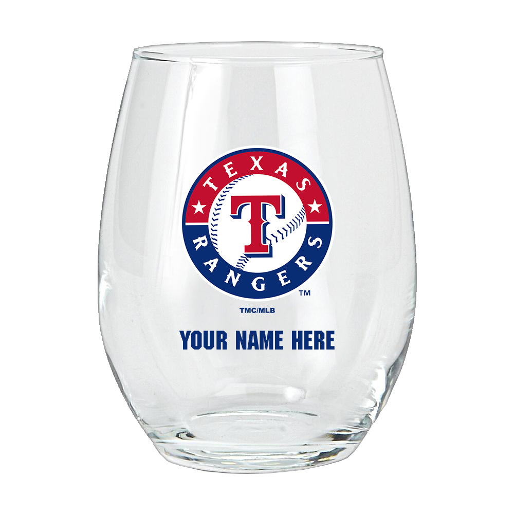 15oz Personalized Stemless Glass | Texas Rangers