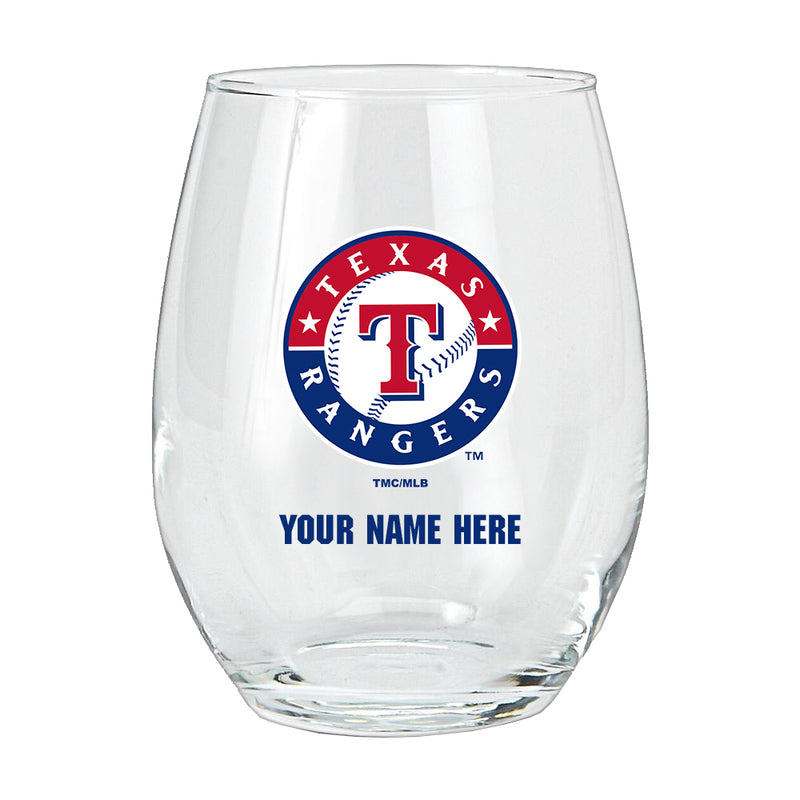 15oz Personalized Stemless Glass | Texas Rangers