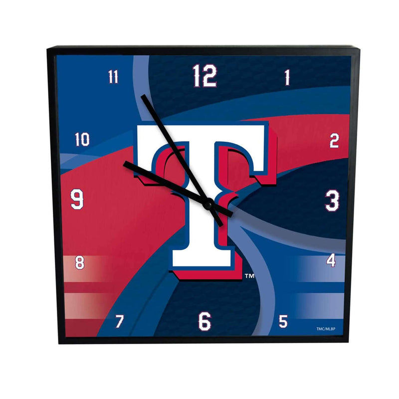 12 Inch Square Carbon Fiber Clock | Texas Rangers MLB, OldProduct, Texas Rangers, TRA 687746320656 $25