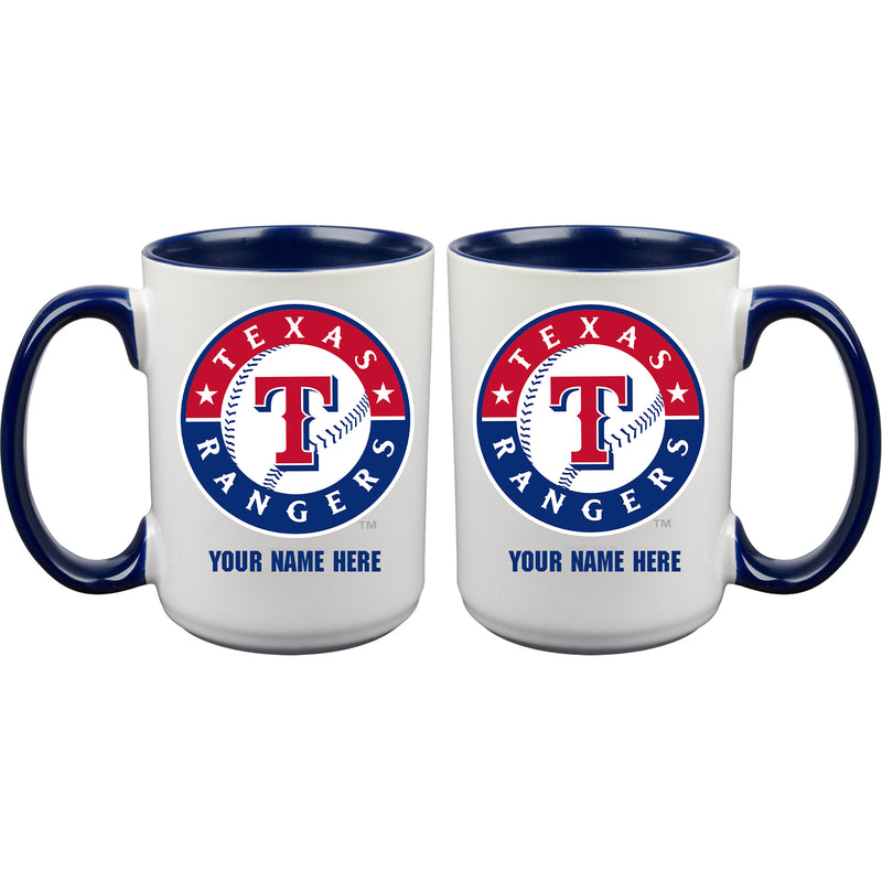 15oz Inner Color Personalized Ceramic Mug | Texas Rangers 2790PER, CurrentProduct, Drinkware_category_All, MLB, Personalized_Personalized, Texas Rangers, TRA  $27.99