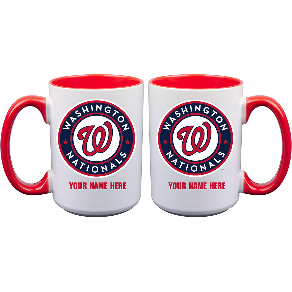 15oz Inner Color Personalized Ceramic Mug | Washington Nationals 2790PER, CurrentProduct, Drinkware_category_All, MLB, Personalized_Personalized, Washington Nationals, WNA  $27.99