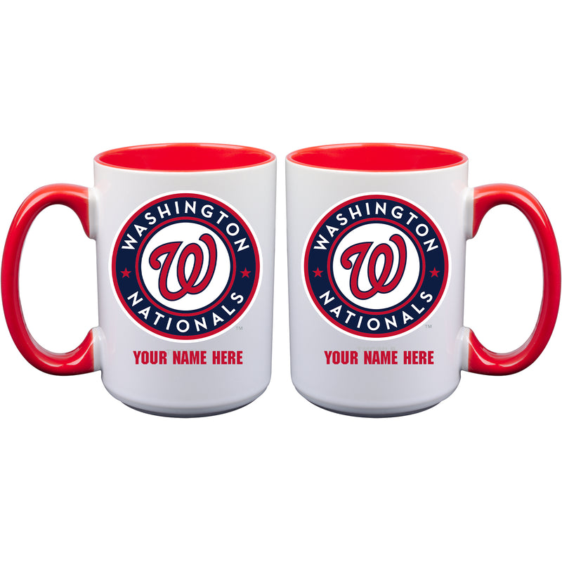 15oz Inner Color Personalized Ceramic Mug | Washington Nationals 2790PER, CurrentProduct, Drinkware_category_All, MLB, Personalized_Personalized, Washington Nationals, WNA  $27.99