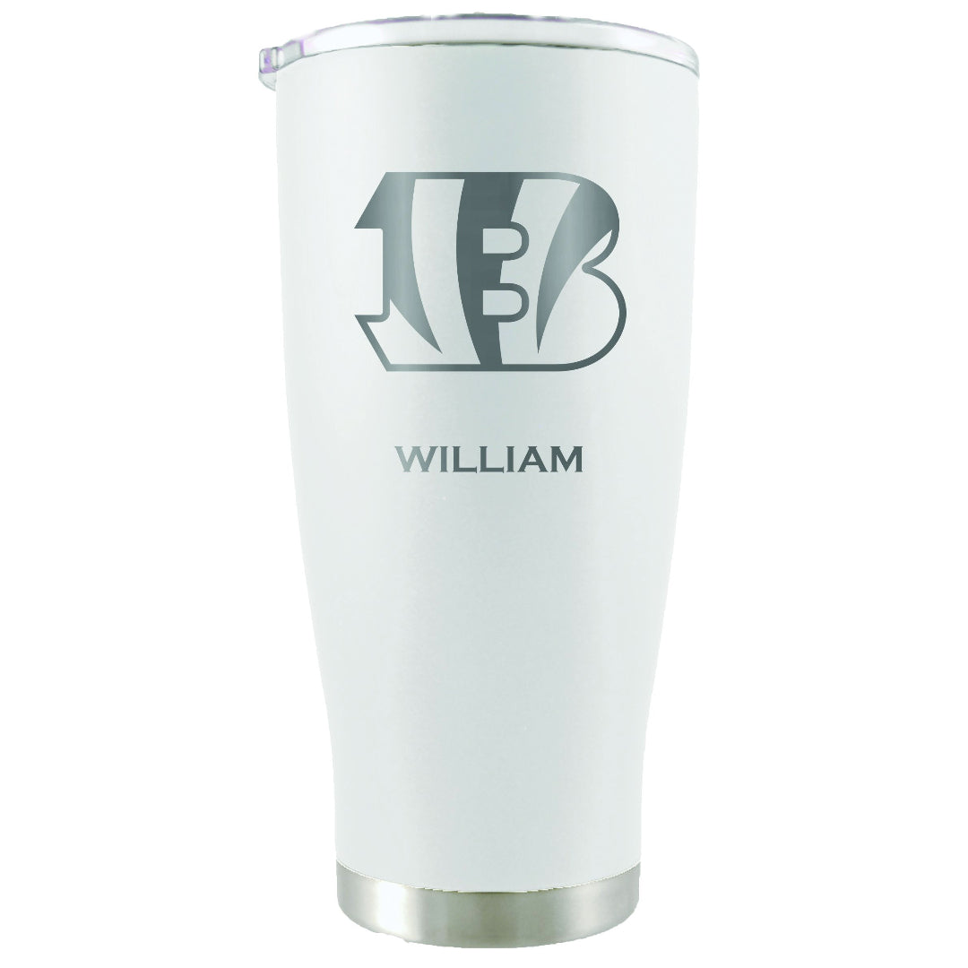 20oz White Personalized Stainless Steel Tumbler | Cincinnati Bengals