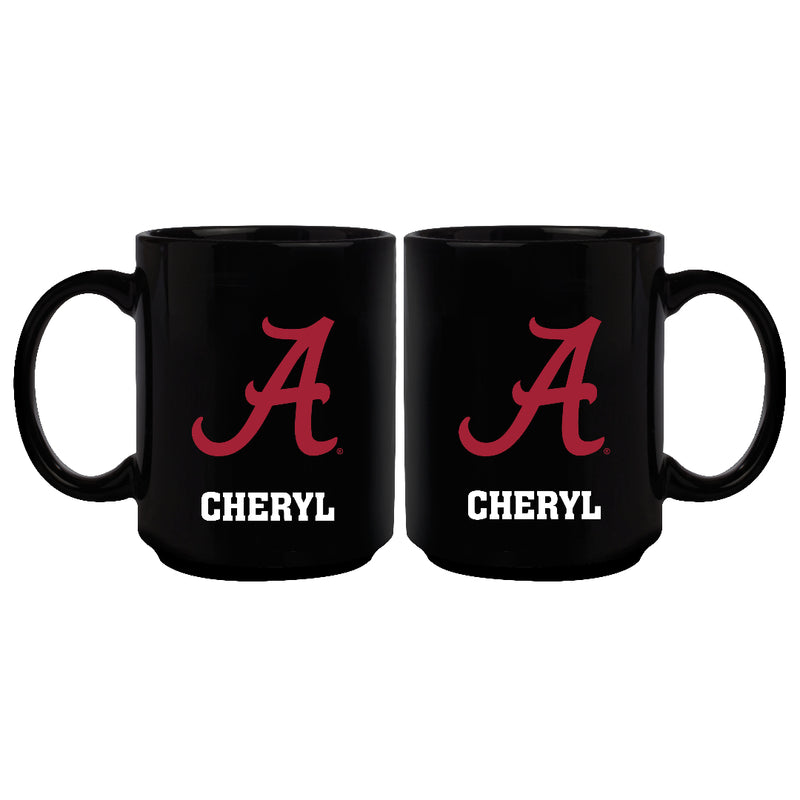 15oz Black Personalized Ceramic Mug | Alabama Crimson Tide