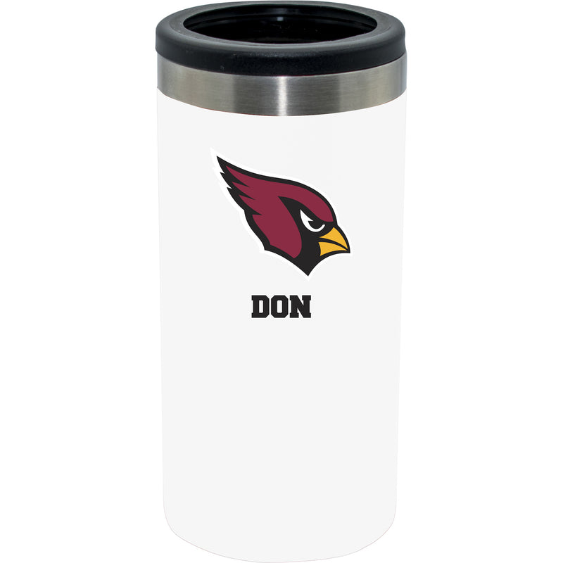 12oz Personalized White Stainless Steel Slim Can Holder | Arizona Cardinals