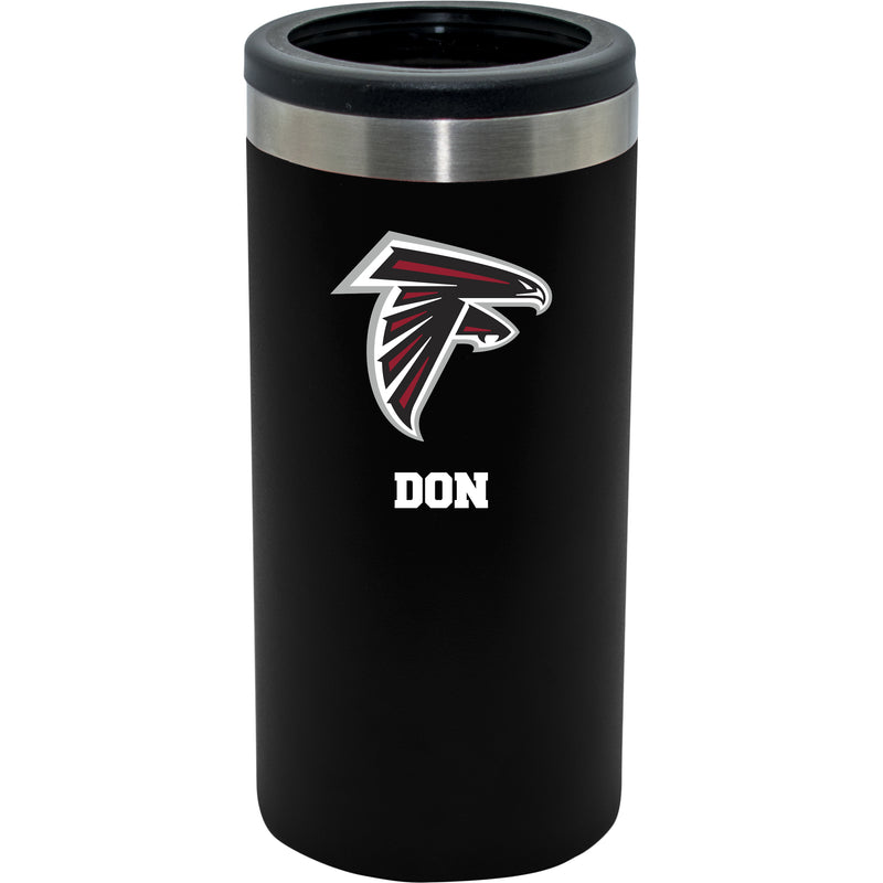 12oz Personalized Black Stainless Steel Slim Can Holder | Atlanta Falcons
