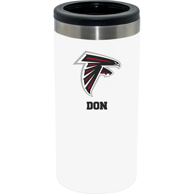 12oz Personalized White Stainless Steel Slim Can Holder | Atlanta Falcons