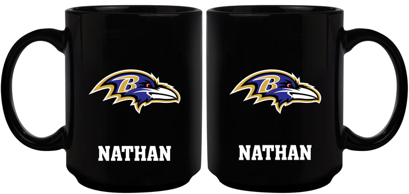 15oz Black Personalized Ceramic Mug  | Baltimore Ravens Baltimore Ravens, BRA, CurrentProduct, Drinkware_category_All, Engraved, NFL, Personalized_Personalized 194207503584 $21.86