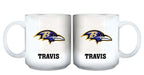 11oz White Personalized Ceramic Mug | Baltimore Ravens Baltimore Ravens, BRA, CurrentProduct, Custom Drinkware, Drinkware_category_All, Gift Ideas, NFL, Personalization, Personalized_Personalized 194207442739 $20.11