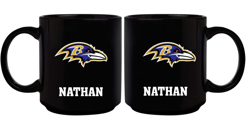 11oz Black Personalized Ceramic Mug | Baltimore Ravens Baltimore Ravens, BRA, CurrentProduct, Custom Drinkware, Drinkware_category_All, Gift Ideas, NFL, Personalization, Personalized_Personalized 194207372890 $20.11