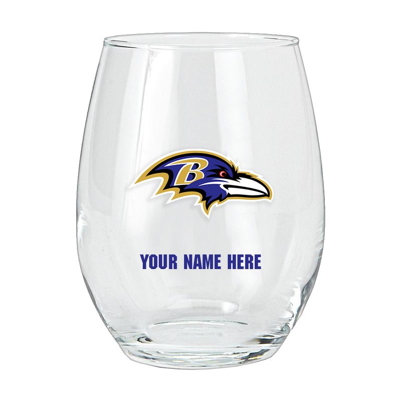 15oz Personalized Stemless Glass | Baltimore Ravens