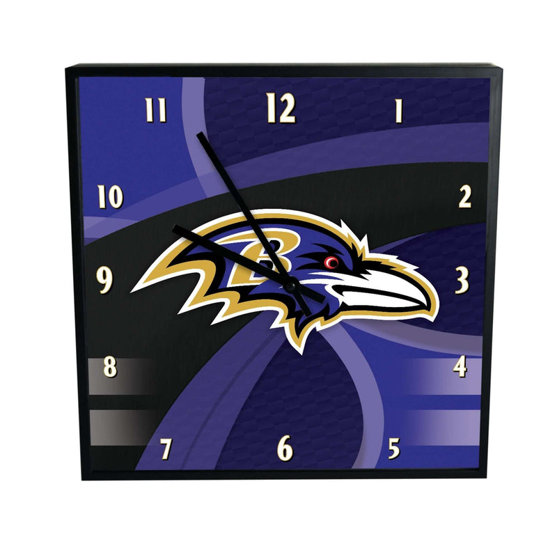 12 Inch Square Carbon Fiber Clock | Baltimore Ravens Baltimore Ravens, BRA, NFL, OldProduct 687746320991 $25